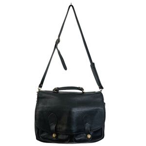 Schlesinger vintage men’s messenger full grain cowhide black leather bag EUC